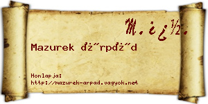 Mazurek Árpád névjegykártya